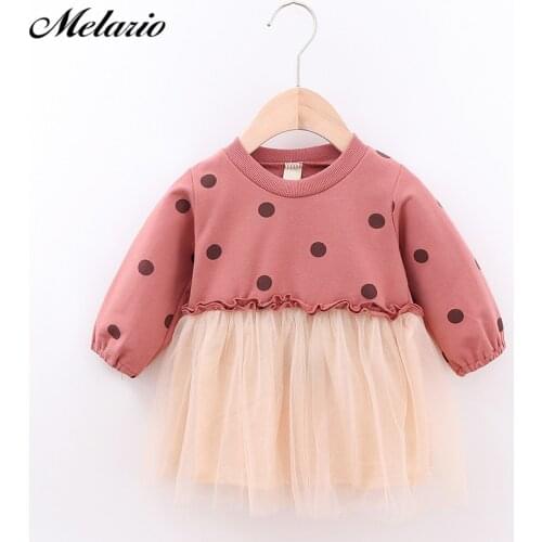 Melario Spring Girl Dress Long Sleeve Polka Dot Girls Dresses Mesh Princess Casual Dress Baby clothes Newborn Children Clothing