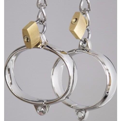Metal Handcuffs Sex Bondage Stainless Steel Ankle Cuffs Bracelet with Lock Sex Products BDSM Slave Restraints Sex Accessories