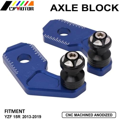 Motorcycle CNC Billet Scaled Blue Chain Adjuster Axle Block For YAMAHA ​YZF YZ-F 15R 15 R 2013 2014 2015 2016 2017 2018 2019