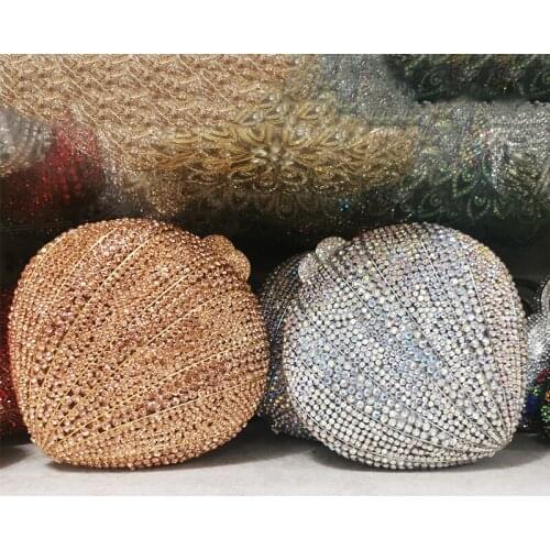 New Arrival Champagne/AB 6 Colors Wedding Purse Luxury Women Evening Clutches Designer Lady Shoulder Dinner Chain Minaudiere