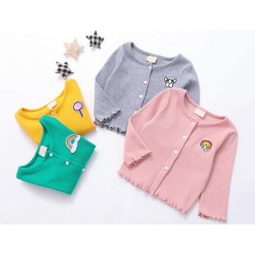 Newborn Infant Kids Baby Girls Clothes Button cute cartoon Knitted Sweater Cardigan Coat Tops jacket coat