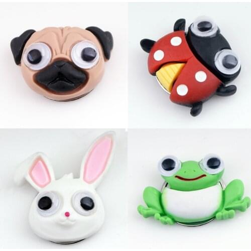 Movable eyes 3D Cartoon Ladybug frog rabbit panda dog resin 18mm Snap button for snap jewelry KT2721