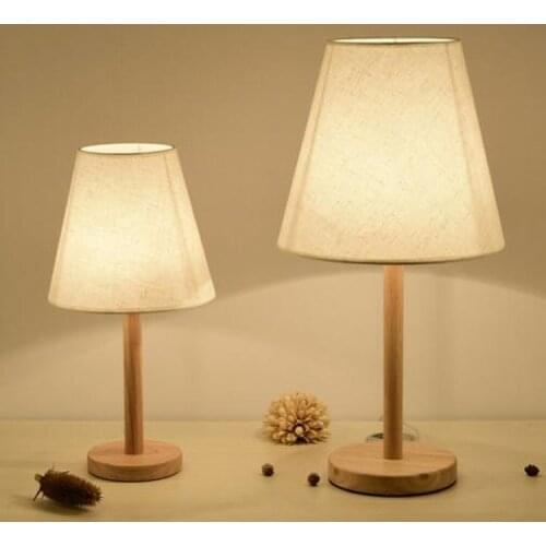Simple solid wood art linen floor table lamp bedroom bedside lamp hotel hotel lighting decorative table lamp
