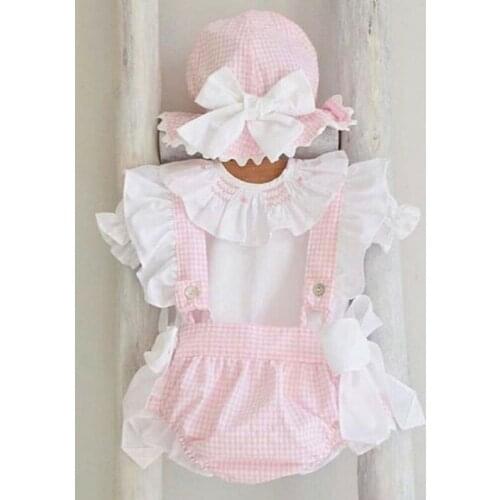 PUDCOCO 2PCS Summer Newborn Infant Baby Girls Clothes Tops Plaids Shorts Overalls Outfit With Bow Casual Clothes Set 0-24M