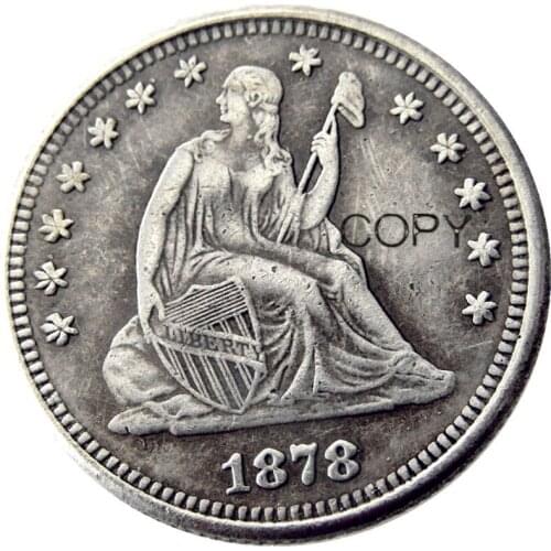 USA 1878 1878-CC 1878-S Seated Liberty Quarter Dollars Different Mint Silver Plated 25 Cents Copy Coin