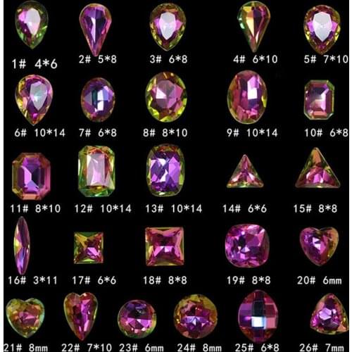 Free Shipping 20pcs/bag Green Pink Color Pointback Rhinestones Horse Eye Nail Glass Cristal for Nail Heart Nail Art Decoration