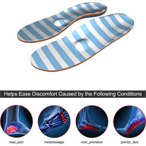 Blue Stripe Plantar Fasciitis Feet Insoles Arch Supports Orthotic Inserts Relieve Flat Feet Orthopedic Shoes For Women