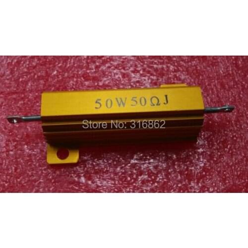 LED Load Resistor RX24 50W 50R 50OHM 10PCS/LOT Watt Power Metal Shell Case Wirewound Resistor Free Shipping