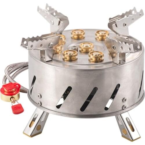 Camping Stove Self-Driving Tour Outdoor Stainless Steel 9-Head Stove Portable 9 Hole Fire And Brimstone Stove Camping Supplies