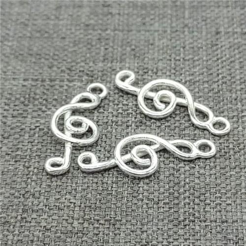 20 Pieces of 925 Sterling Silver Treble Clef Music Musical Note Connector Charms