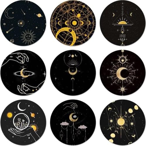 58mm Golden moon Icons Pins Badge Decoration Brooches Metal Badges For Clothes Backpack Decoration