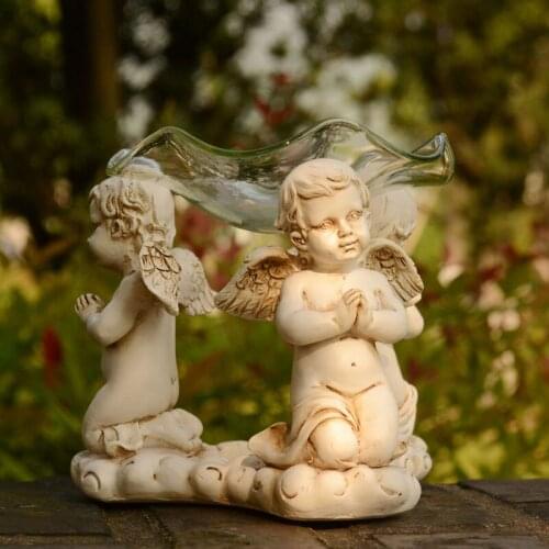 12cm retro nostalgic prayer meditation three angel candle holder home living room bedroom decoration candle holder