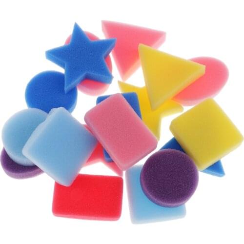 18pcs Assorted Sponge Painting Shapes Painting Craft Sponge for Toddlers Assorted Pattern Early Learning Sponge for Kids