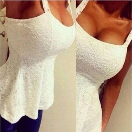 2021 Sexy Women Casual Summer Lace Tank Tops Deep U Neck Slim Vest T Shirts Solid Tops Camis Blusas Elegant High Street Vests