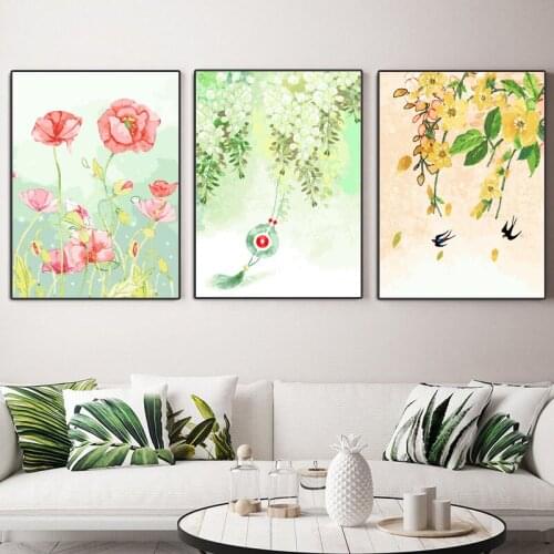 3pc combined Europe Pink Green Flower DIY Painting By Numbers Unique Gift Acrylic Paint By Numbers Hand Painted Wall Art Picture