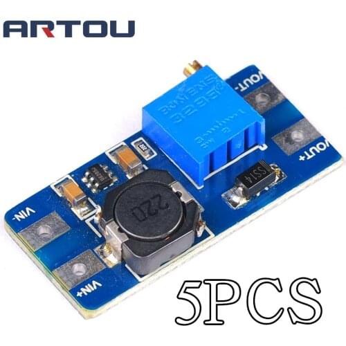 5PCS MT3608 DC-DC Step Up Converter Booster Power Supply Module Boost Step-up Board MAX output 28V 2A for Arduino