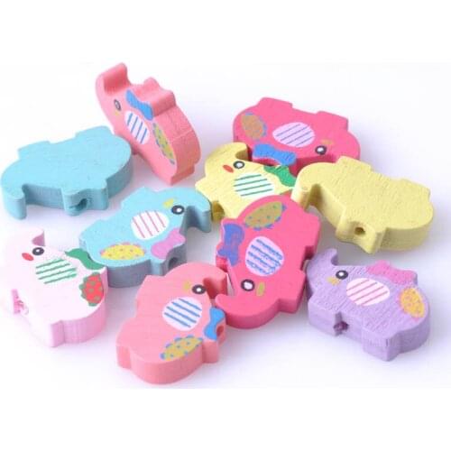 Mixed Elephant Pattern Wooden Spacer Beads For Jewelry making 50pcs 22x15mm MT0193X