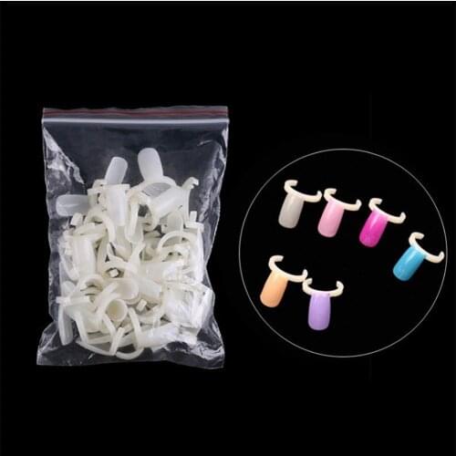 50 Pcs Natural Nail Polish UV Gel Color Pops Display Natural Nail Art Ring Style Nail Tips Chart Full Nail