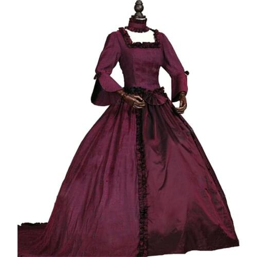 Renaissance Fair Queen Elizabeth I Ball Gown Textured Fabric Princess Dress with Train Theatre Halloween Costume
