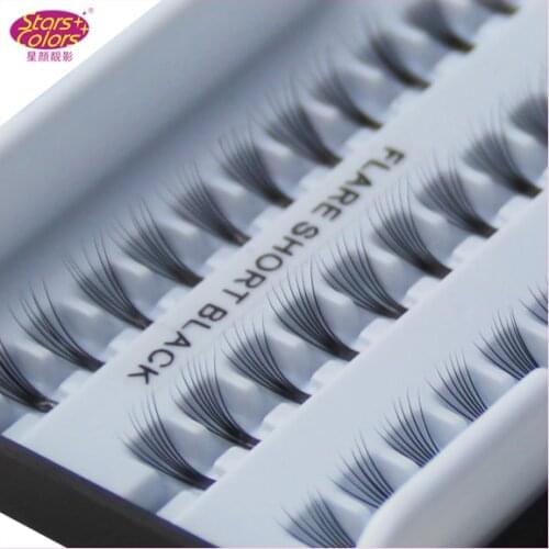 Free Shipping 10 trays Hot sell product import 8 flares eyelash natural false Synthetic Hair knot Eyelash Extension 60 bunches