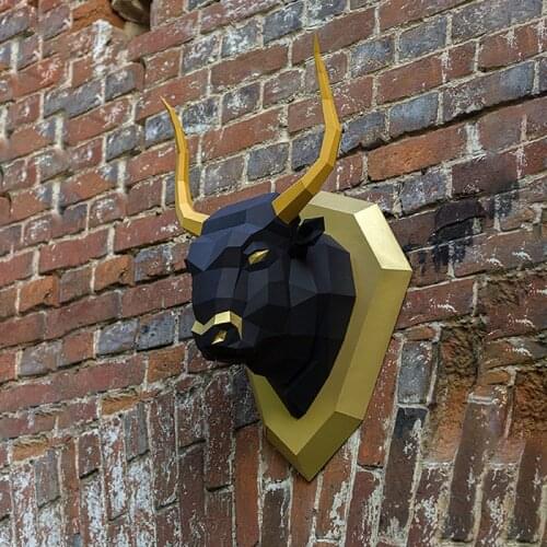 Black Bull Bullfight Animal Wall Decor Paper Model Home Art Decoration 3D Papercraft DIY Handmade Adult Origami Craft Toy Animal