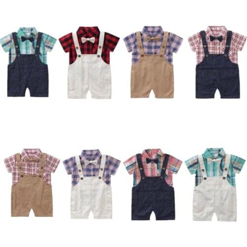 Summer Short Sleeve baby clothes mother kids boys sets New Gentlemen 3pcs Newborn clothing party and wedding children outfits