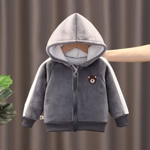 European And American Style Childrens Autumn Winter New Plush Heavy Coat Boy Girl Baseball Jacket Baby Casual Comfortable
