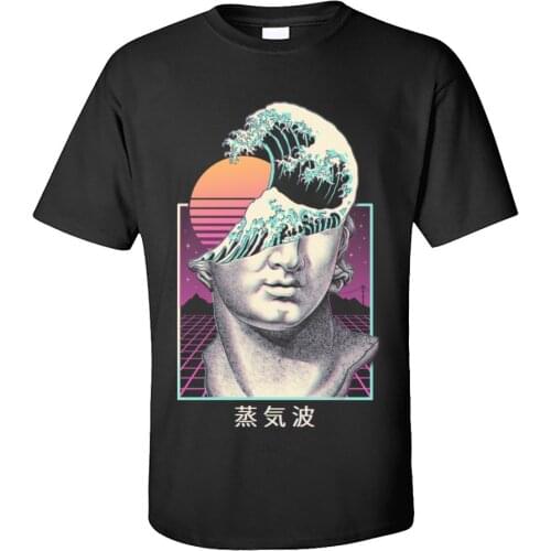 New Wave T Shirt for Men Great Vaporwave Funny Short Sleeve T-Shirt Mother Day O Neck Cotton Tees Sweatshirts Europe
