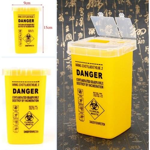 1PC Yellow Plastic Tattoo Sharps Container Medline Sharps Container Biohazard Disposal Needle 1L Organizer Tattoo Tools