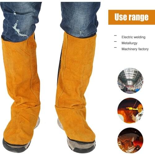 Leather Flame Retardant Welding Spats Safety Boot Flame Heat Abrasion Flame Resistant Foot Safety Protection Work Welder Tools