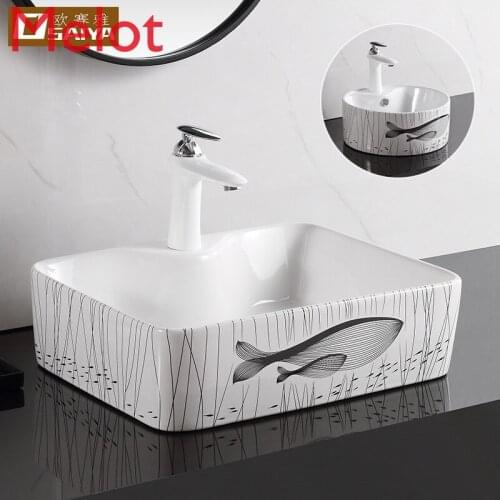 Creative small rectangular washbasin ceramic small wash basin small wash basin art basin