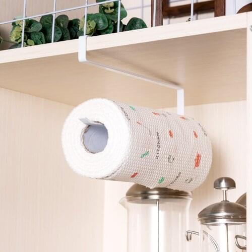 Creative wrought iron storage paper towel holder free punch durable roll holder Tissue Cling Film Storage Rack