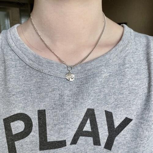 Trendy Couple Pendant Necklace Punk Link Chain Necklace Accessories Male Creative Playing Cards Long Necklaces Bijoux Homme Gift