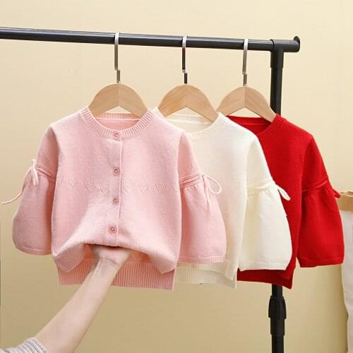 Girls Fashion Sweater Knit Cardigan Solid Color Long Sleeve Sweater Jacket Kids Clothing Toddler Baby Girl Winter Clothes