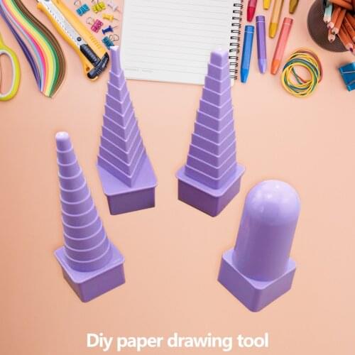 4Pcs/Set Paper Quilling Tower DIY Tools Kit Plastic Handmade Winding Plate Kit Quilled Drawing for Single-Layer Effect