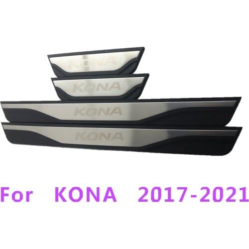 For Hyundai KONA 2016-2021 Car Door Sill Scuff Plate Kick Panel Cover Guard Pedal Protector Trim Anti-scratch Car Accessories