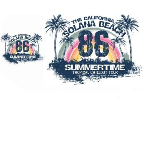 Summer Times Beach Heat Transfer Patches Iron on Clothes Stickers Fashion T-shirt Printed Appliques Decor by Household Irons