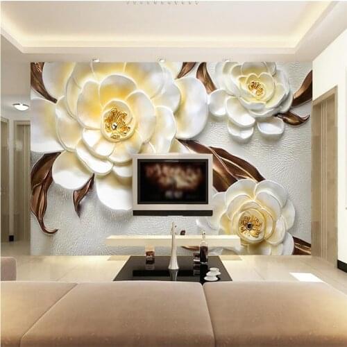 Beibehang Custom Wallpaper Mural Modern Simple Flowers Non - Woven Seamless Wall Cover Living Room TV Background Painting