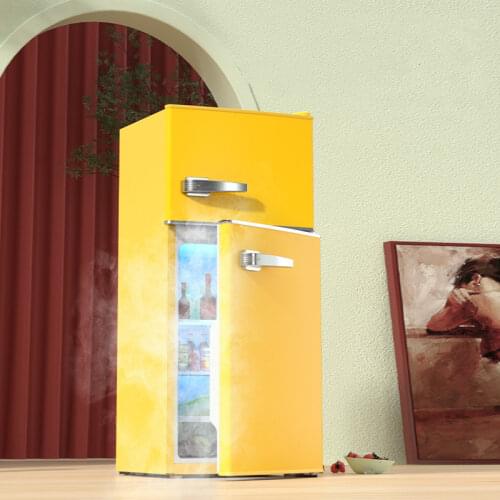 Small Refrigerator Retro Double Door Refrigerator Home Rent Frozen Hidden Mini Energy Saving Province Electricity 70 L