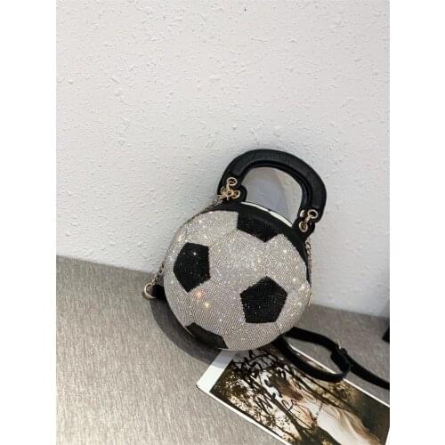 New basketball shape handbag fashion rhinestone ladies handbag shoulder bag female diamond messenger bag spherical lady bag