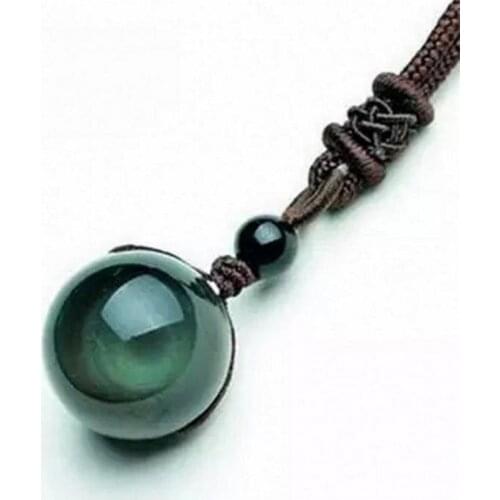 New Arrival Crystal Rainbow eye obsidian transfer Good luck bead Pendant necklace For Women Men Jewelry