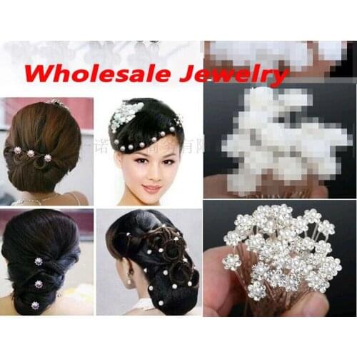 Wholesale 80PCS Wedding Bridal Pearl Hair Pins Flower Crystal Hair Clips Bridesmaid Jewelry U Pick free shipping LR586