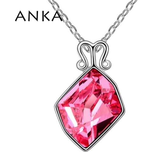 ANKA geometric crystal pendant necklace fine polishing mirror finish with Rhodium plated Crystals from Austria #91832