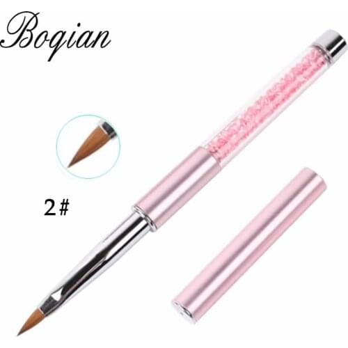 BQAN Professional #2 Pink Nail Brush Art Acrylic Pure Kolinsky Sable Brush 3D Painting Pen Drawing Brush