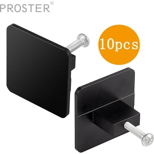 PROSTER 10PCS Square Knob Door Knobs Modern Design Cupboard Kitchen Antique Cabinet Drawer Home Decor Handles Kit Matte Black