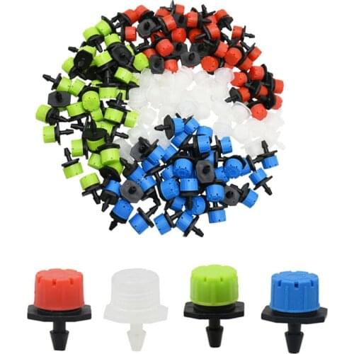 50pcs drip irrigation adjustable nozzle Sprinklers 8 holes Red blue green white dripper For watering irrigation systems