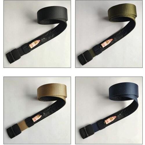 Men Leisure Outdoor Travel Multifunctional Nylon Canvas Belt Zipper Wallet Hide Money Tactical Belts Harajuku Punk Cintos