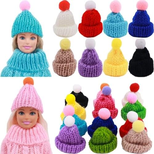 Barbies Hat Solid Color Handmade Woolen Hat Suitable For Winter Mini Barbies Accessories,Gift For Girls Clothes Accessories