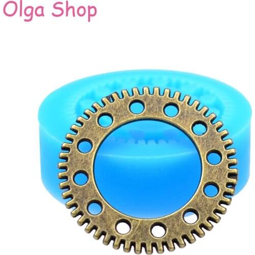 ST017 Steampunk Gear Flexible Silicone Push Mold 25mm - Polymer Clay Jewelry Marshmallow Molds, Mold Charms Mould Food Safe
