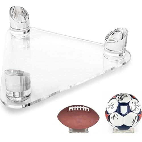 Triangle Transparent Acrylic Ball Stand Display Holder Rack Support Base For Soccer Volleyball Basketball Football Rugby Ball